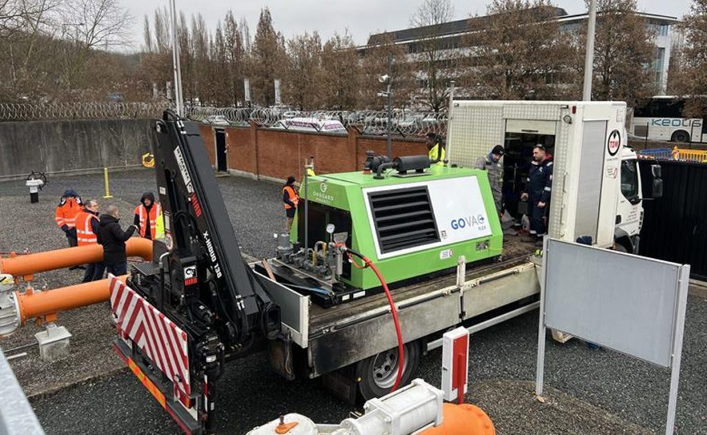 The GoVAC FLEX performing natural gas capture and recovery of fugitive emissions in Europe.