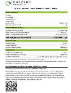 The environmental report of the GoVAC MAX System for a Southern US pipeline project.
