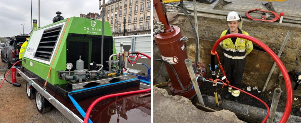 Mobile recompression equipment connected to pipeline for natural gas evacuation during maintenance to reduce methane emissions